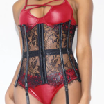 Coquette- Serre-taille Vinyle & Dentelle Blk Medium D9279