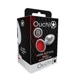 Ouch! Round Gem Butt Plug Small Silver/Ruby Red OU793