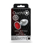 Ouch! Round Gem Butt Plug Small Silver/Ruby Red OU793
