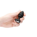 Regular Ribbed Diamond Heart Plug - OU457BLK