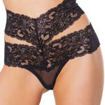 Coquette- Highwaist Lace Thong os blk 22333