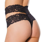Coquette- Highwaist Lace Thong os blk 22333
