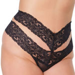 Coquette- Highwaist Lace Thong osxl blk 22333X