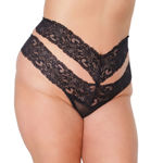 Coquette- Highwaist Lace Thong osxl blk 22333X
