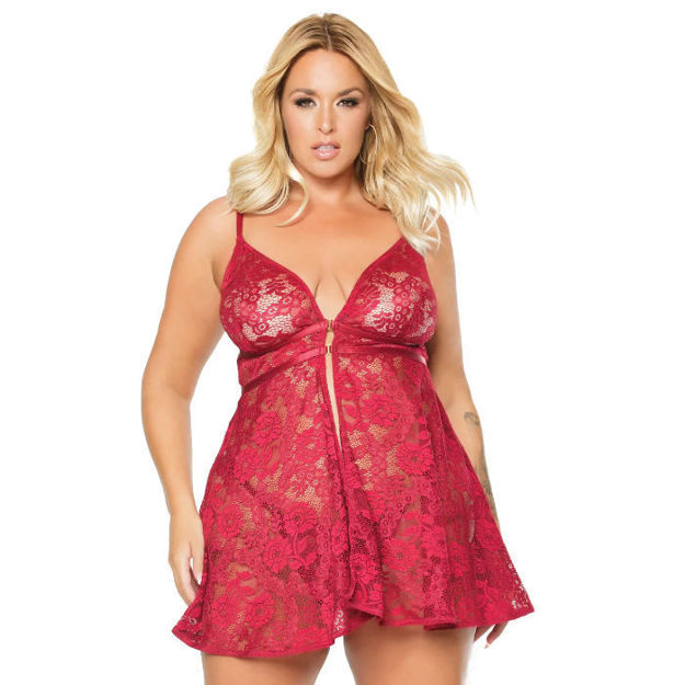 COQUETTE- Babydoll en dentelle rouge OSXL 22111X