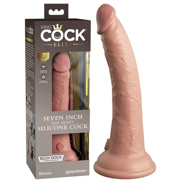King Cock Elite Dual Density 7" Silicone Light PD5771-21